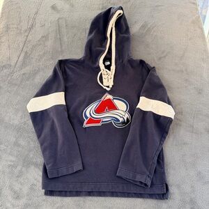 Navy Blue Hoodie with Cream Accents